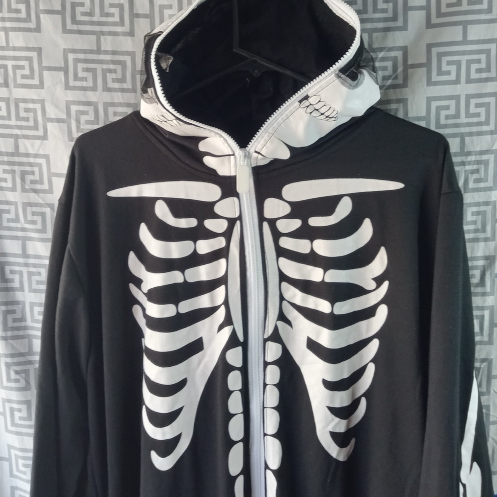 Black and White Skeleton full body jumpsuit size medium